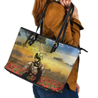 New Zealand ANZAC Day Leather Tote Bag The Ode Remembrance And Poppy DT04 - Polynesian Pride