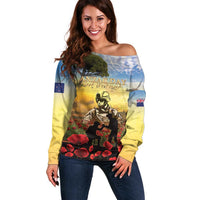 New Zealand ANZAC Day Off Shoulder Sweater The Ode Remembrance And Poppy