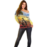New Zealand ANZAC Day Off Shoulder Sweater The Ode Remembrance And Poppy