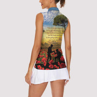 New Zealand ANZAC Day Women Sleeveless Polo Shirt The Ode Remembrance And Poppy