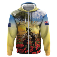 New Zealand ANZAC Day Zip Hoodie The Ode Remembrance And Poppy