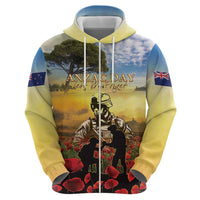 New Zealand ANZAC Day Zip Hoodie The Ode Remembrance And Poppy