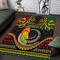 Vanuatu Language Week Area Rug Boar Tusk Warrior Tribal Floral Pattern