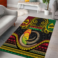 Vanuatu Language Week Area Rug Boar Tusk Warrior Tribal Floral Pattern