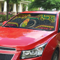 Vanuatu Language Week Auto Sun Shade Boar Tusk Warrior Tribal Floral Pattern