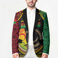 Vanuatu Language Week Blazer Boar Tusk Warrior Tribal Floral Pattern
