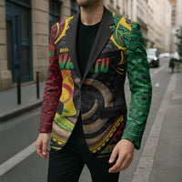Vanuatu Language Week Blazer Boar Tusk Warrior Tribal Floral Pattern