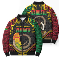 Vanuatu Language Week Bomber Puffer Jacket Boar Tusk Warrior Tribal Floral Pattern