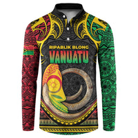 Vanuatu Language Week Button Sweatshirt Boar Tusk Warrior Tribal Floral Pattern
