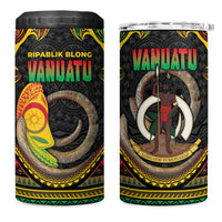 Vanuatu Language Week 4 in 1 Can Cooler Tumbler Boar Tusk Warrior Tribal Floral Pattern