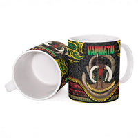 Vanuatu Language Week Ceramic Mug Boar Tusk Warrior Tribal Floral Pattern