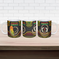 Vanuatu Language Week Ceramic Mug Boar Tusk Warrior Tribal Floral Pattern