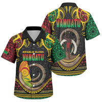 Vanuatu Language Week Family Matching Off Shoulder Maxi Dress and Hawaiian Shirt Boar Tusk Warrior Tribal Floral Pattern