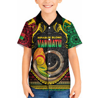 Vanuatu Language Week Kid Hawaiian Shirt Boar Tusk Warrior Tribal Floral Pattern DT05 Kid Black - Polynesian Pride