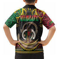 Vanuatu Language Week Kid Hawaiian Shirt Boar Tusk Warrior Tribal Floral Pattern DT05 - Polynesian Pride