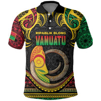 Vanuatu Language Week Polo Shirt Boar Tusk Warrior Tribal Floral Pattern DT05 Black - Polynesian Pride