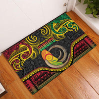Vanuatu Language Week Rubber Doormat Boar Tusk Warrior Tribal Floral Pattern