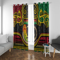 Vanuatu Language Week Window Curtain Boar Tusk Warrior Tribal Floral Pattern