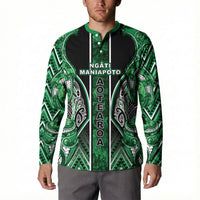 Aotearoa Ngati Maniapoto Button Sweatshirt Maori Tribal Green Paua Shell Pattern DT05 - Polynesian Pride