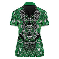 Aotearoa Ngati Maniapoto Women Polo Shirt Maori Tribal Green Paua Shell Pattern DT05 - Polynesian Pride