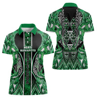 Aotearoa Ngati Maniapoto Women Polo Shirt Maori Tribal Green Paua Shell Pattern DT05 - Polynesian Pride