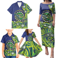 Cook Islands Language Week Family Matching Puletasi and Hawaiian Shirt Flying Fish 15 Stars Tribal Patterns DT05 - Polynesian Pride