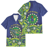 Cook Islands Language Week Family Matching Short Sleeve Bodycon Dress and Hawaiian Shirt Flying Fish 15 Stars Tribal Patterns DT05 Dad's Shirt - Short Sleeve Green - Polynesian Pride