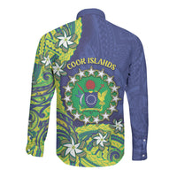 Cook Islands Language Week Long Sleeve Button Shirt Flying Fish 15 Stars Tribal Patterns DT05 - Polynesian Pride