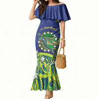 Cook Islands Language Week Mermaid Dress Flying Fish 15 Stars Tribal Patterns DT05 Women Green - Polynesian Pride