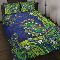 Cook Islands Language Week Quilt Bed Set Flying Fish 15 Stars Tribal Patterns