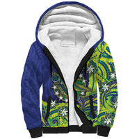 Cook Islands Language Week Sherpa Hoodie Flying Fish 15 Stars Tribal Patterns
