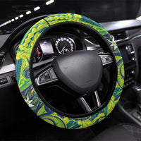Cook Islands Language Week Steering Wheel Cover Flying Fish 15 Stars Tribal Patterns