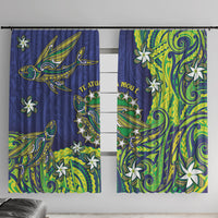 Cook Islands Language Week Window Curtain Flying Fish 15 Stars Tribal Patterns