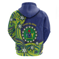 Cook Islands Language Week Zip Hoodie Flying Fish 15 Stars Tribal Patterns