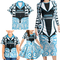 Custom Aotearoa Ngati Kahungunu Family Matching Long Sleeve Bodycon Dress and Hawaiian Shirt New Zealand Traditional Maori Pattern