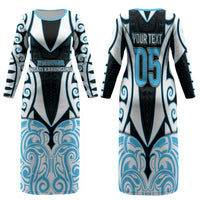 Custom Aotearoa Ngati Kahungunu Family Matching Long Sleeve Bodycon Dress and Hawaiian Shirt New Zealand Traditional Maori Pattern DT05 Mom's Dress Blue - Polynesian Pride