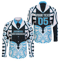 Custom Aotearoa Ngati Kahungunu Family Matching Off Shoulder Maxi Dress and Hawaiian Shirt New Zealand Traditional Maori Pattern DT05 Dad's Shirt - Long Sleeve Blue - Polynesian Pride