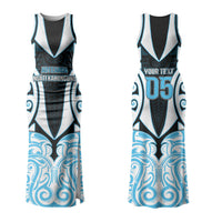 Custom Aotearoa Ngati Kahungunu Family Matching Tank Maxi Dress and Hawaiian Shirt New Zealand Traditional Maori Pattern DT05 Mom's Dress Blue - Polynesian Pride