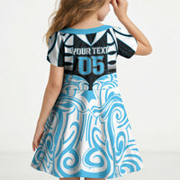 Custom Aotearoa Ngati Kahungunu Kid Short Sleeve Dress New Zealand Traditional Maori Pattern DT05 - Polynesian Pride