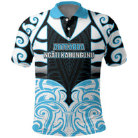 Custom Aotearoa Ngati Kahungunu Polo Shirt New Zealand Traditional Maori Pattern DT05 Blue - Polynesian Pride