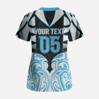 Custom Aotearoa Ngati Kahungunu Scrub Top New Zealand Traditional Maori Pattern