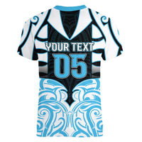 Custom Aotearoa Ngati Kahungunu Women V-Neck T-Shirt New Zealand Traditional Maori Pattern