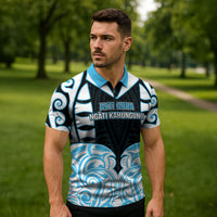 Custom Aotearoa Ngati Kahungunu Zipper Polo Shirt New Zealand Traditional Maori Pattern DT05 - Polynesian Pride