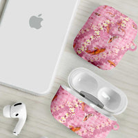 Pink Palaka Hawaiian And Japanese AirPods Case Sakura Lei With Koi Fish - Polynesian Pride