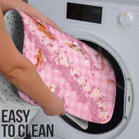 Pink Palaka Hawaiian And Japanese Bathroom Set Sakura Lei With Koi Fish - Polynesian Pride