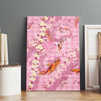 Pink Palaka Hawaiian And Japanese Canvas Wall Art Sakura Lei With Koi Fish DT05 - Polynesian Pride