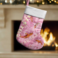 Pink Palaka Hawaiian And Japanese Christmas Stocking Sakura Lei With Koi Fish - Polynesian Pride