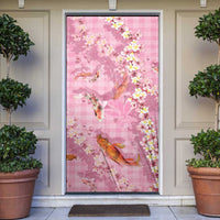 Pink Palaka Hawaiian And Japanese Door Cover Sakura Lei With Koi Fish DT05 Pink - Polynesian Pride