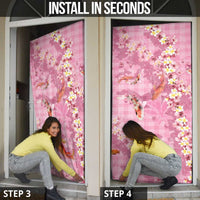 Pink Palaka Hawaiian And Japanese Door Cover Sakura Lei With Koi Fish DT05 - Polynesian Pride