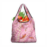 Pink Palaka Hawaiian And Japanese Grocery Bag Sakura Lei With Koi Fish DT05 1-pack One Size Pink - Polynesian Pride